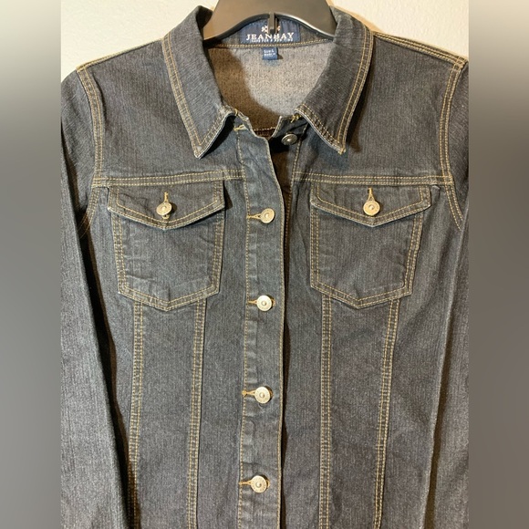 JeanBay Blue Jean Jacket sz Large with embroidered bling design in the back - Picture 2 of 7